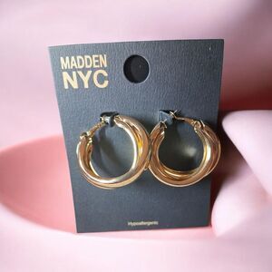 Madden NYC Shiny Gold Layered Hoop Earrings